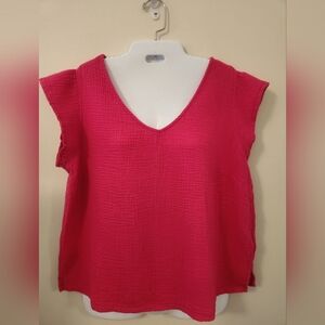 Three Dots Pink Sleeveless Boxy Blouse